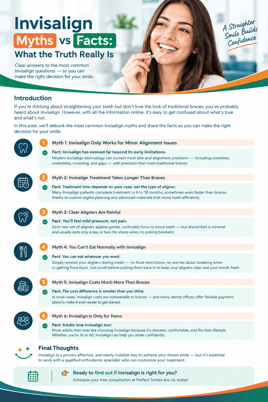 Invisalign Myths vs Facts Infographic